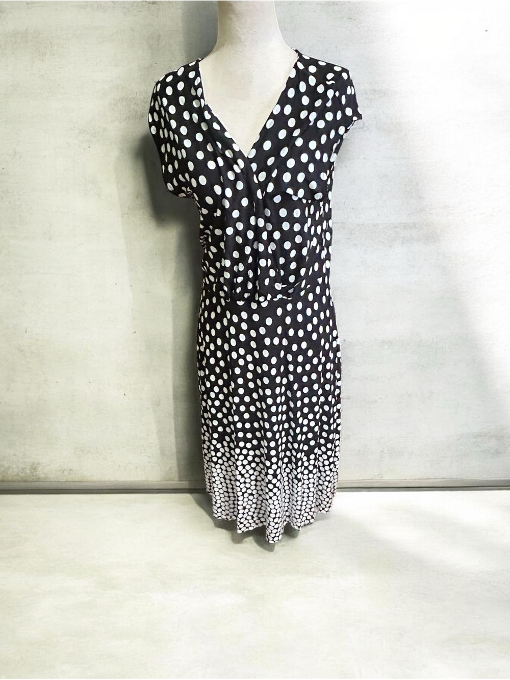 Black and White Polka Dot V-Neck Dress